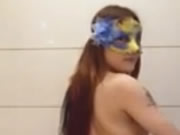 Masked slut dances and strips to seduce
