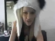 Girl panda dance on webcast